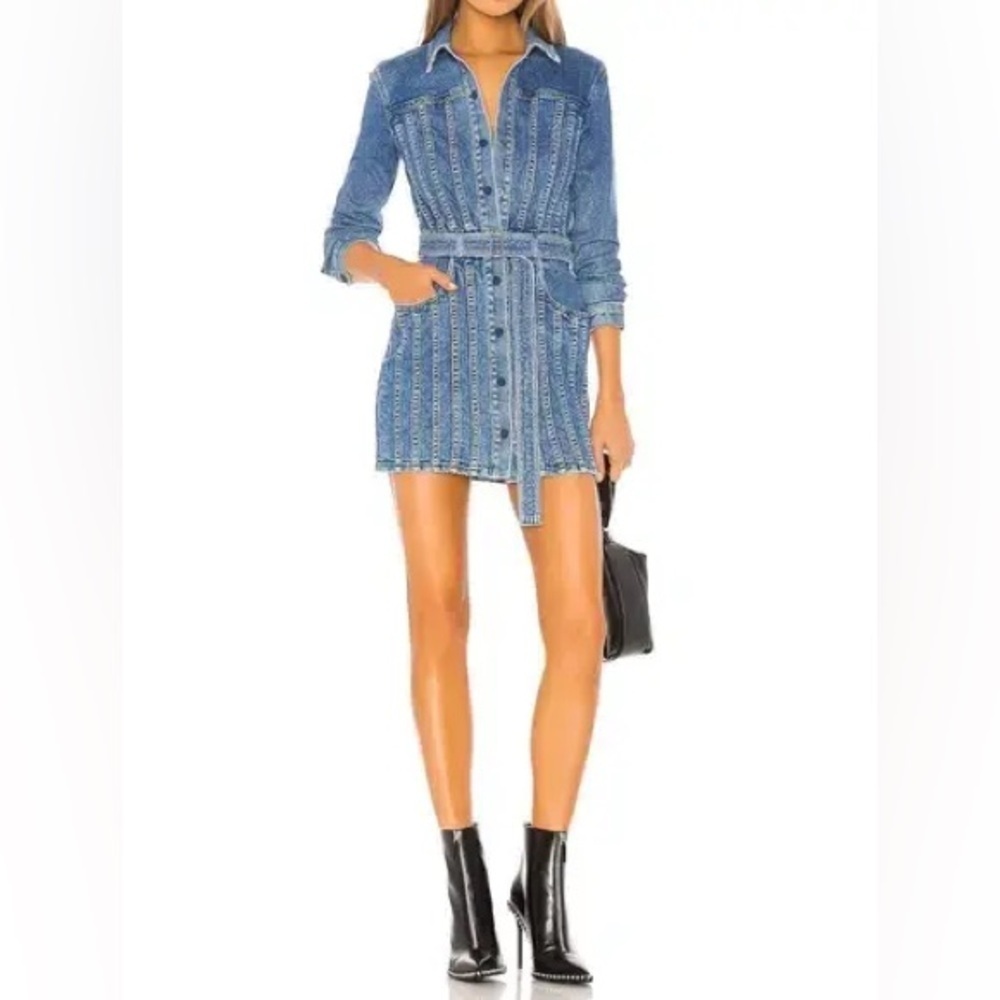 COTTON CITIZEN REVOLVE Caballo Dress in Croft Belted Denim Mini Size Small NWT